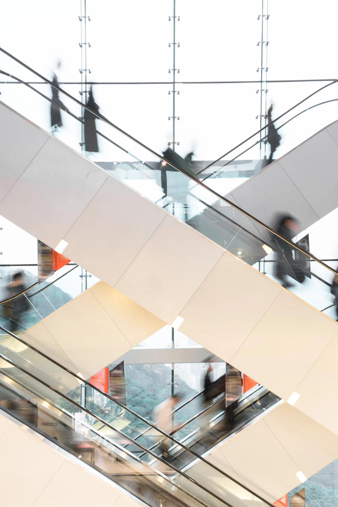 Modern Escalator with blurred people