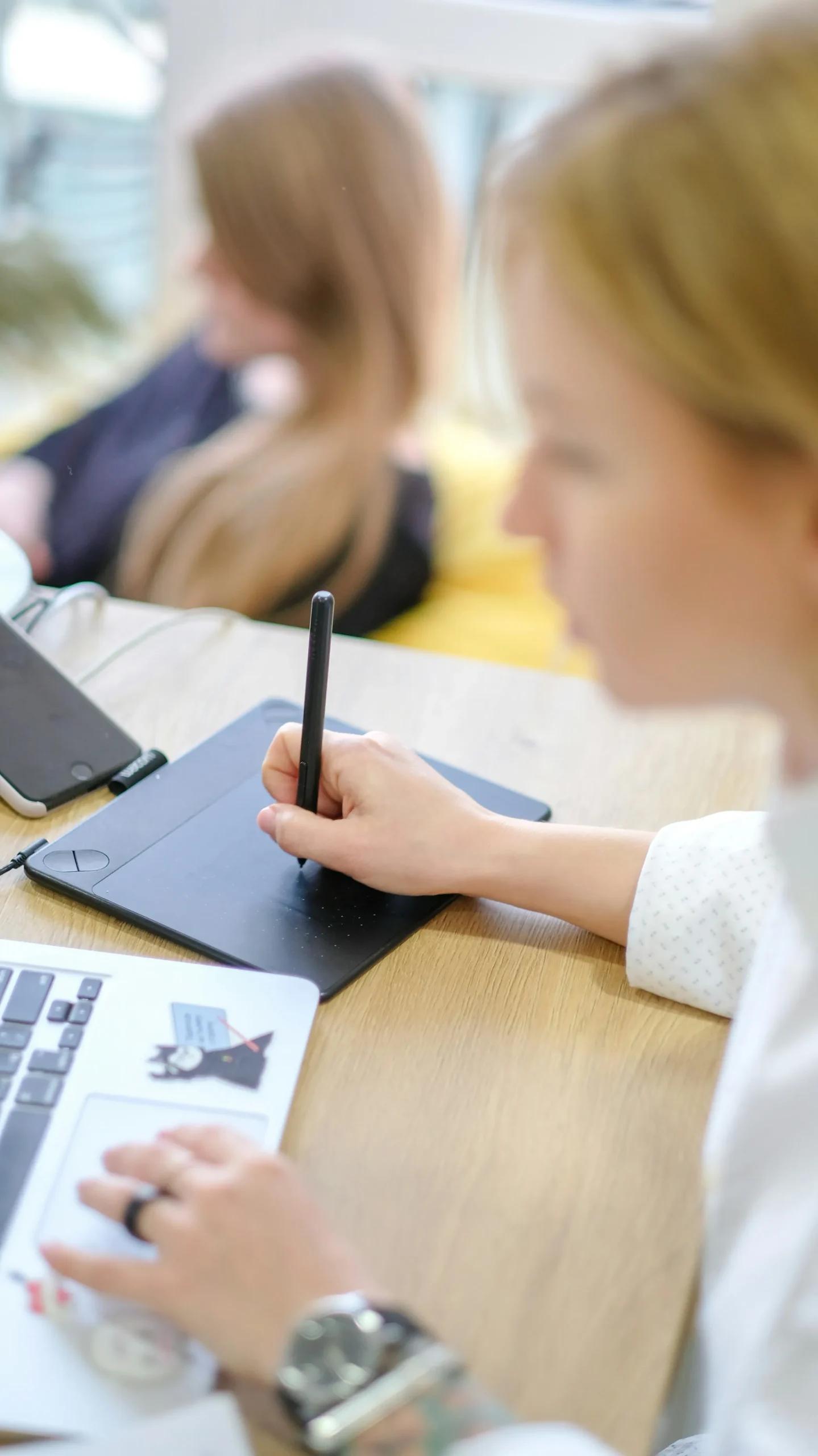 Woman using macbook